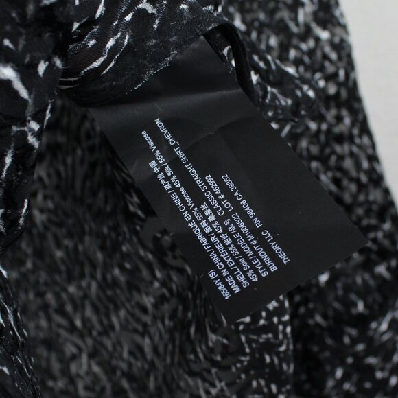 NWT Theory Chevron Burnout Button Silk Viscose Sheer Blouse Top - Picture 14 of 15